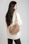 Solid Color Faux Fur Handbag W/ Magnetic Snap Closure