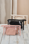 Transparent & Solid Color Travel Pouch Set w/ Zipper Closure