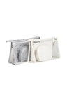 Transparent & Snake-Skin Pattern Travel Pouch Set w/ Zipper Closure
