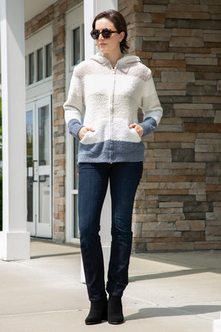 COMFYLUXE Elevated Comfort Hooded Sweater W/ Pockets Zipper Closure