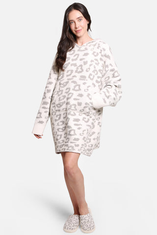 Leopard Pattern Luxury Soft Hooded Wearable Blanket W/ Front Pocket