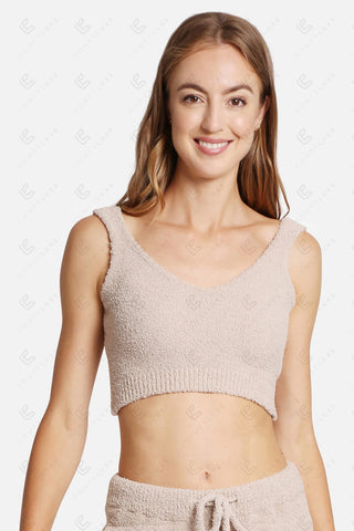 COMFYLUXE Plush Luxury V-Neck Crop Top