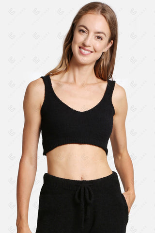 COMFYLUXE Chic Comfort V-Neck Crop Top