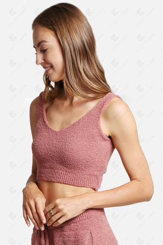 COMFYLUXE Plush Luxury V-Neck Crop Top