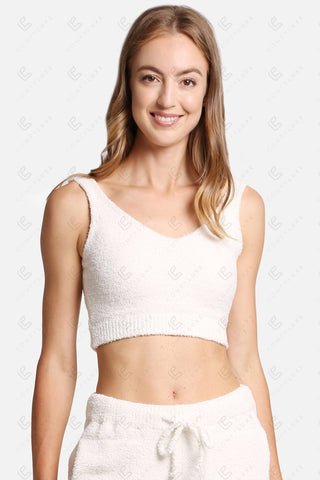 COMFYLUXE Soft Luxury V-Neck Crop Top