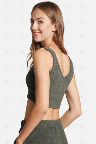 COMFYLUXE Plush Luxury V-Neck Crop Top