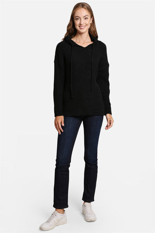 COMFYLUXE Plush Luxury Ribbed Hooded Sweater W/ Drawstring