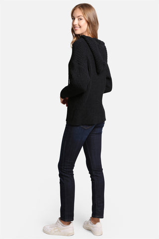 COMFYLUXE Chic Comfort Ribbed Hooded Sweater W/ Drawstring