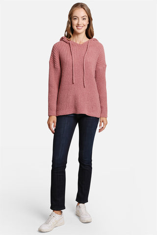 COMFYLUXE Chic Comfort Ribbed Hooded Sweater W/ Drawstring