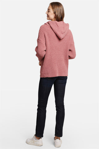 COMFYLUXE Soft Luxury Ribbed Hooded Sweater W/ Drawstring