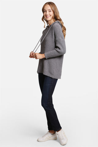 COMFYLUXE Elevated Comfort Ribbed Hooded Sweater W/ Drawstring