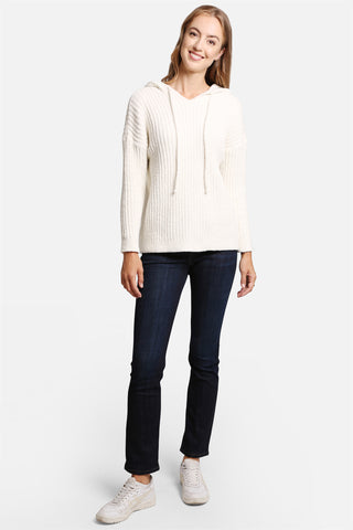 COMFYLUXE Soft Luxury Ribbed Hooded Sweater W/ Drawstring