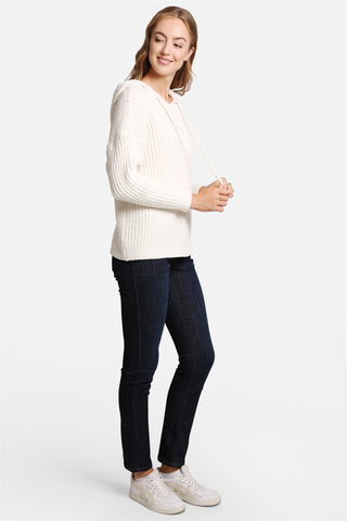 COMFYLUXE Chic Comfort Ribbed Hooded Sweater W/ Drawstring