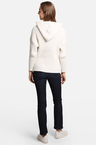 COMFYLUXE Cozy Elegance Ribbed Hooded Sweater W/ Drawstring