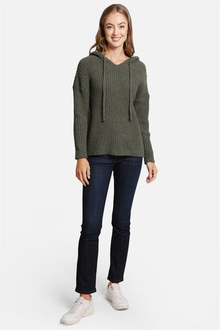 COMFYLUXE Soft Luxury Ribbed Hooded Sweater W/ Drawstring