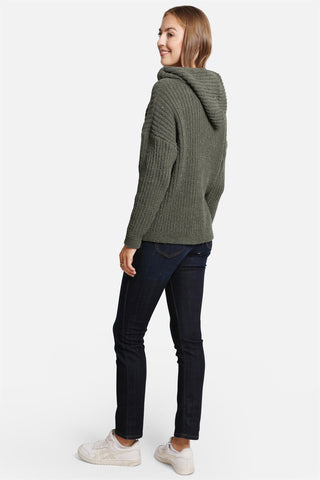 COMFYLUXE Refined Comfort Ribbed Hooded Sweater W/ Drawstring