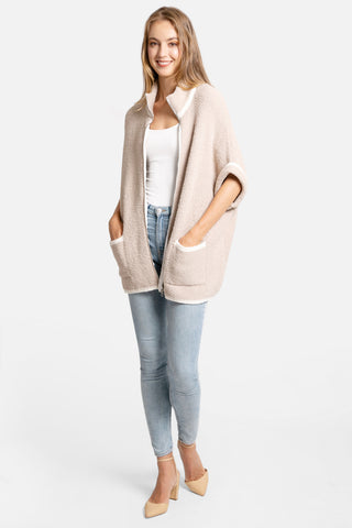 COMFYLUXE Relaxing Luxe 3/4 Sleeve Jacket W/ Pockets Zipper Closure