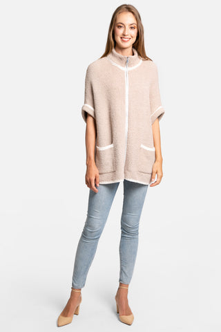 COMFYLUXE Relaxing Luxe 3/4 Sleeve Jacket W/ Pockets Zipper Closure