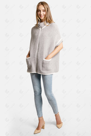 COMFYLUXE Refined Comfort 3/4 Sleeve Jacket W/ Pockets Zipper Closure