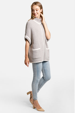 COMFYLUXE Soft Luxury 3/4 Sleeve Jacket W/ Pockets Zipper Closure