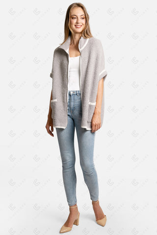 COMFYLUXE Elevated Comfort 3/4 Sleeve Jacket W/ Pockets Zipper Closure