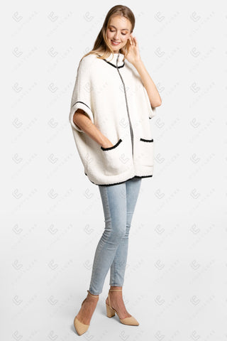 COMFYLUXE Chic Comfort 3/4 Sleeve Jacket W/ Pockets Zipper Closure