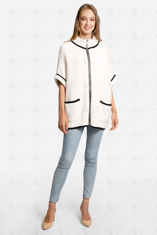 COMFYLUXE Relaxing Luxe 3/4 Sleeve Jacket W/ Pockets Zipper Closure