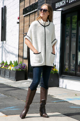 COMFYLUXE Refined Comfort 3/4 Sleeve Jacket W/ Pockets Zipper Closure