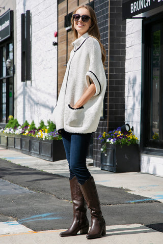 COMFYLUXE Premium Cozy 3/4 Sleeve Jacket W/ Pockets Zipper Closure