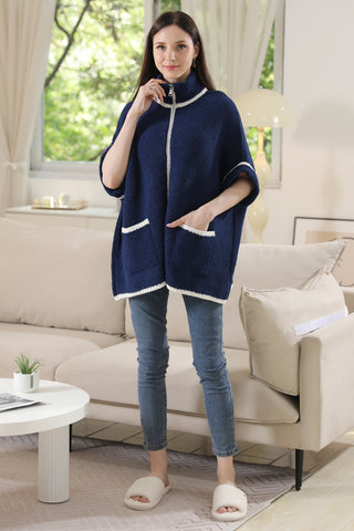 COMFYLUXE Warm Luxury 3/4 Sleeve Jacket W/ Pockets Zipper Closure