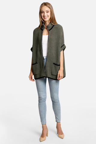 COMFYLUXE Plush Luxury 3/4 Sleeve Jacket W/ Pockets Zipper Closure