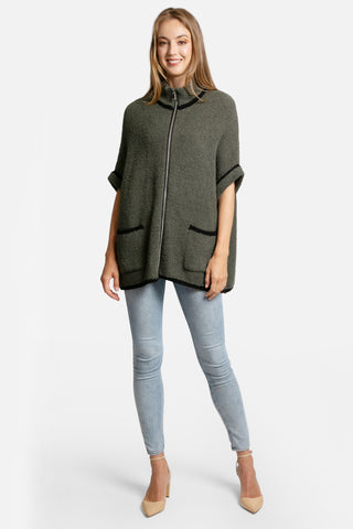 COMFYLUXE Refined Comfort 3/4 Sleeve Jacket W/ Pockets Zipper Closure