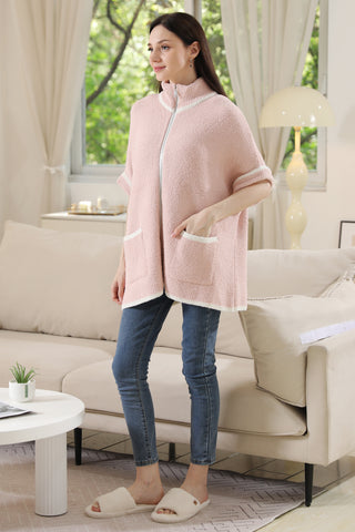 COMFYLUXE Chic Comfort 3/4 Sleeve Jacket W/ Pockets Zipper Closure