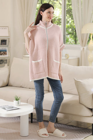 COMFYLUXE Soft Luxury 3/4 Sleeve Jacket W/ Pockets Zipper Closure