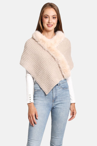 COMFYLUXE Chic Comfort Shawl W/ Faux Fur Edges