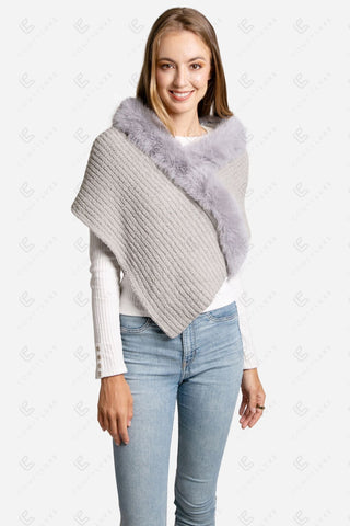COMFYLUXE Elevated Comfort Shawl W/ Faux Fur Edges