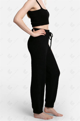 COMFYLUXE Chic Comfort Ribbed Pants W/ Pockets Drawstring