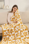Checkered & Daisies Pattern Luxury Soft Throw Blanket