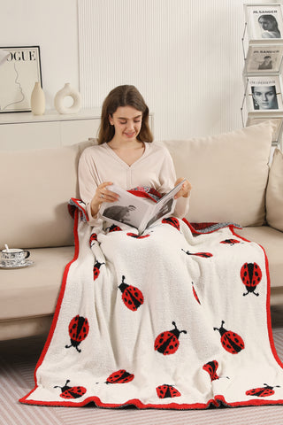 Ladybugs Pattern Luxury Soft Throw Blanket