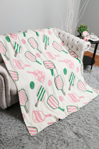 Pickleball Pattern Luxury Soft Throw Blanket