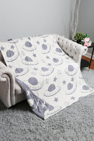 UFO & Stars Pattern Luxury Soft Throw Blanket