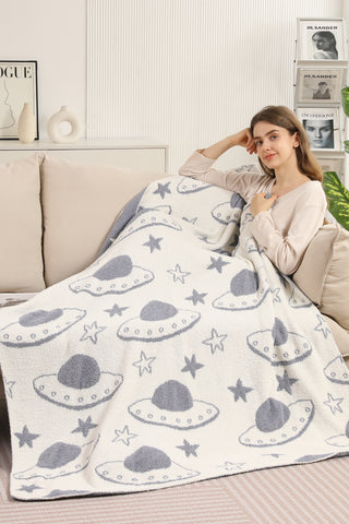 UFO & Stars Pattern Luxury Soft Throw Blanket