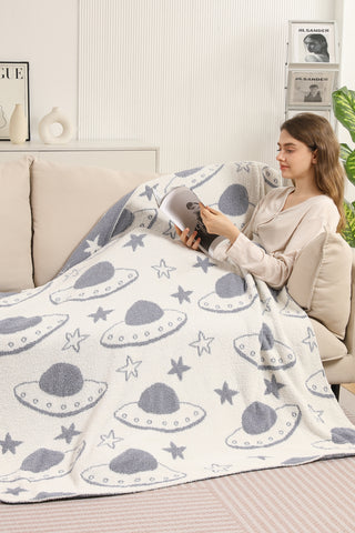 UFO & Stars Pattern Luxury Soft Throw Blanket