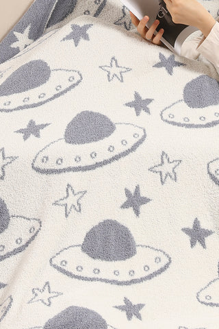 UFO & Stars Pattern Luxury Soft Throw Blanket