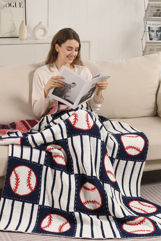 Baseball & Checkered Pattern Luxury Soft Throw Blanket