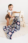 Children's Baseball & Checkered Pattern Luxury Soft Throw Blanket