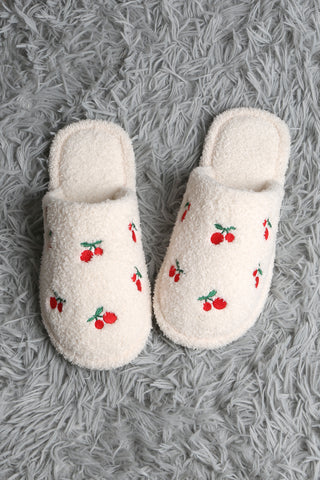Cherry Embroidered Luxury Soft Slippers