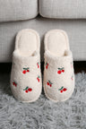 Mini Cherries Pattern Embroidered Luxury Soft Slippers