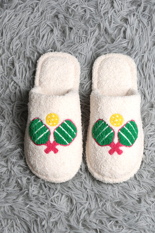 Pickleball Embroidered Luxury Soft Slippers