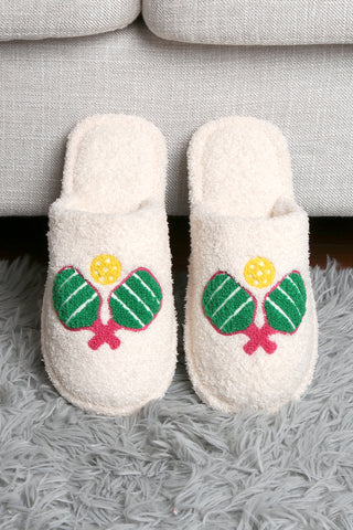 Pickleball Embroidered Luxury Soft Slippers